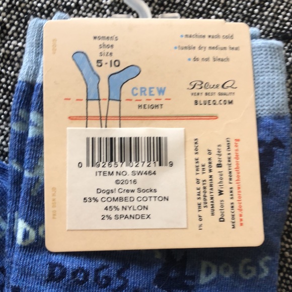 DONATED to UCB Silent Auction NWT Blue Q DOGS! Womens Crew Socks - Picture 5 of 5